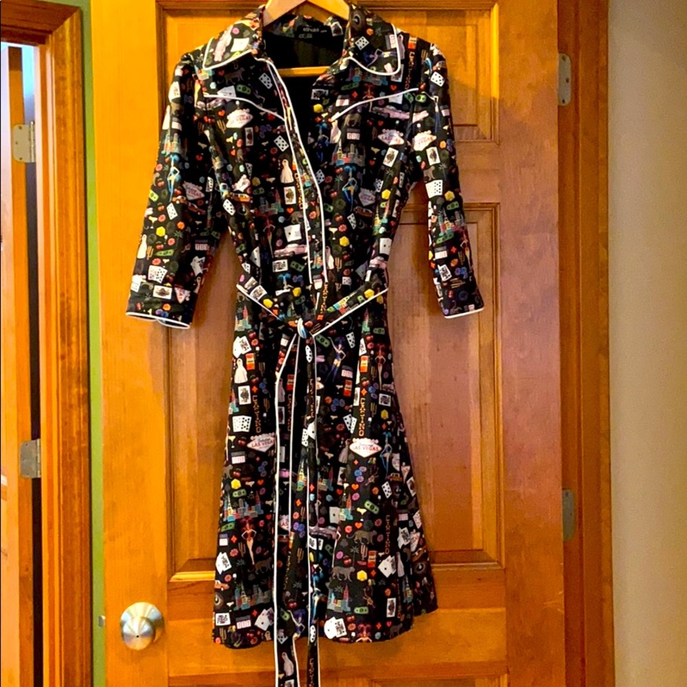 Western/casino novelty print dress